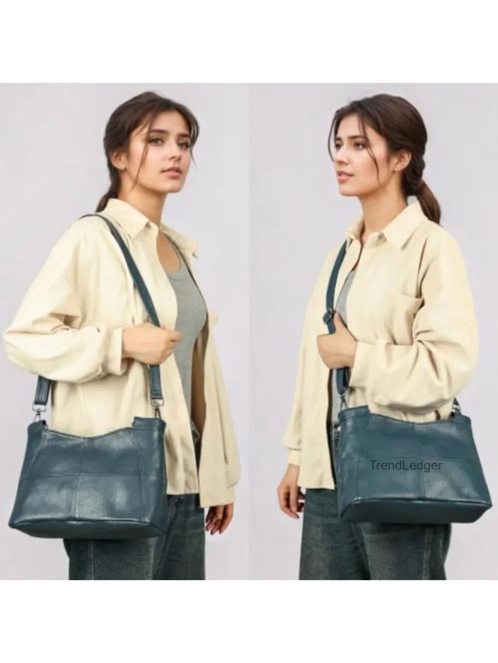 Genuine Leather Hobo Handbag Medium Shoulder Crossbody Satchel Bag